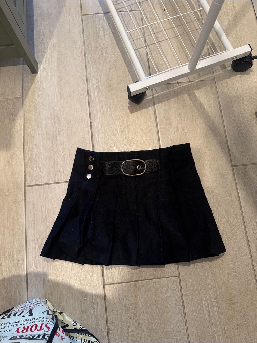 Jonathan Marc Stein Black Pleated Mini Skirt with Belt
